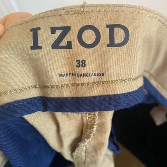 IZOD Shorts Khakis Chino Comfort Flat Front Relaxed Stretch Casual - Beige - Picture 4 of 6